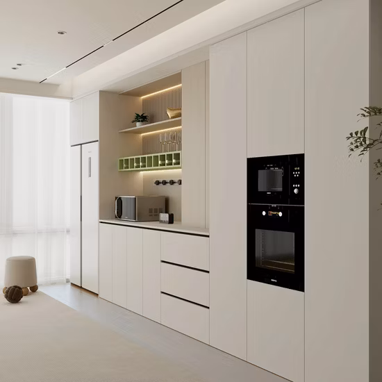 2PAC glänzende Holzlaminate, maßgeschneiderte Wohnmöbel, moderner Küchenschrank für den Großhandel